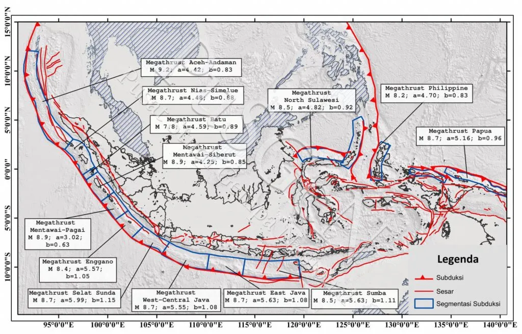 Kenali 14 Zona Megathrust Indonesia untuk Tingkatkan Kesiapsiagaan Bencana Daftar 14 Zona merah Megathrust