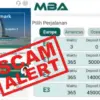 Peringatan indikasi penipuan terhadapa aplikasi MBA yang sedang viral.