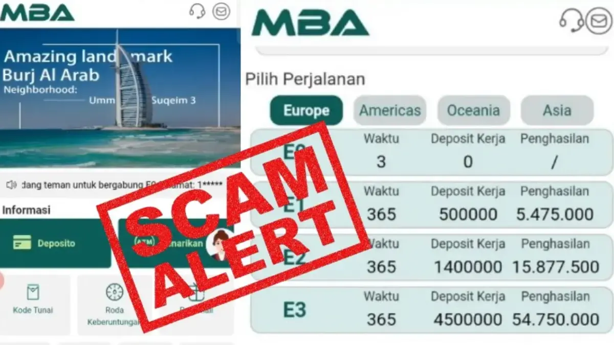 Peringatan indikasi penipuan terhadapa aplikasi MBA yang sedang viral.
