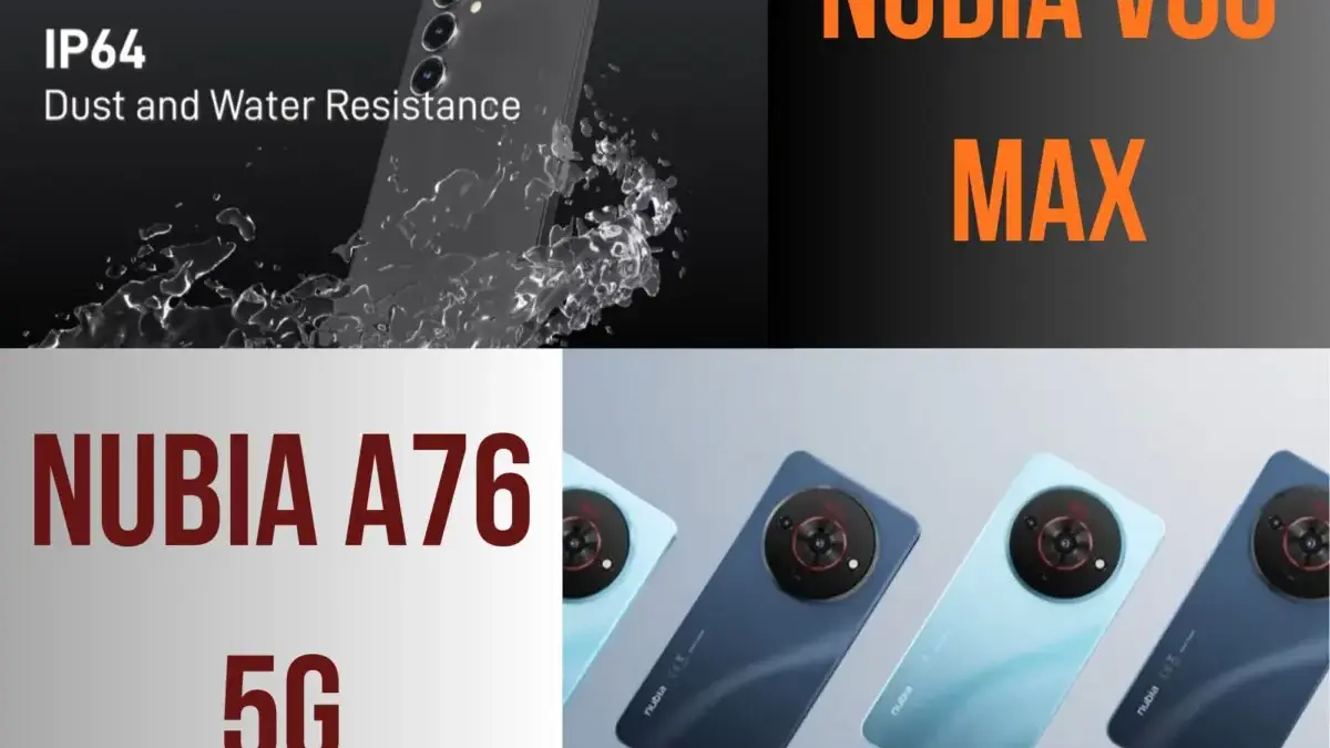Spesifikasi Nubia V80 Max & Nubia A76 5G: Hp dengan Ketahanan Tangguh dan Konektivitas Ngebut Canva Nubia V80 Max dan A76 5G.