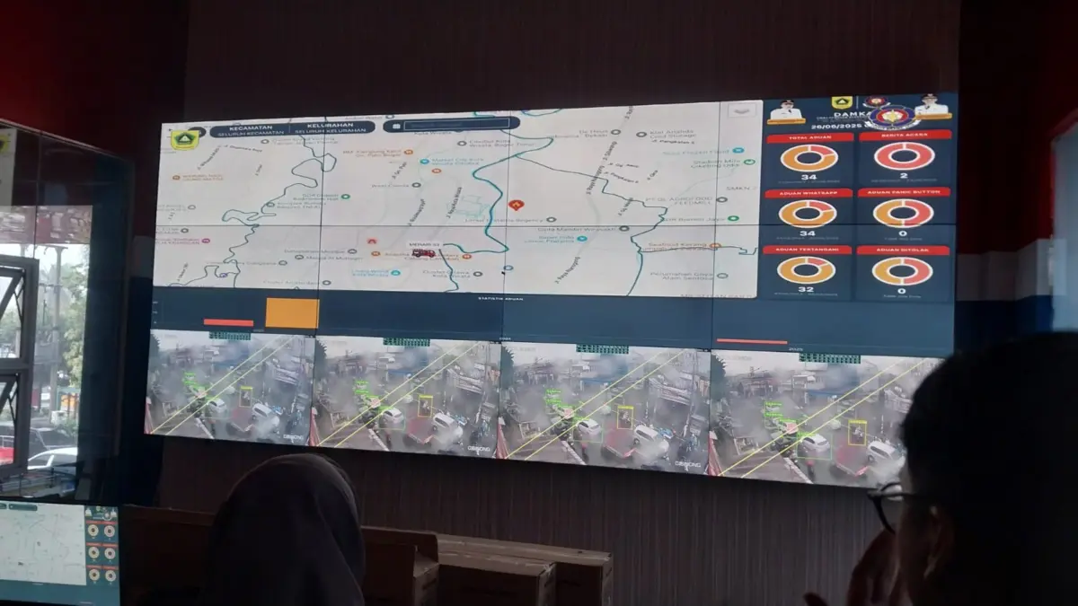 Ruang command center Simpadampro di Dinas Pemadam Kebakaran dan Penyelamatan Kabupaten Bogor