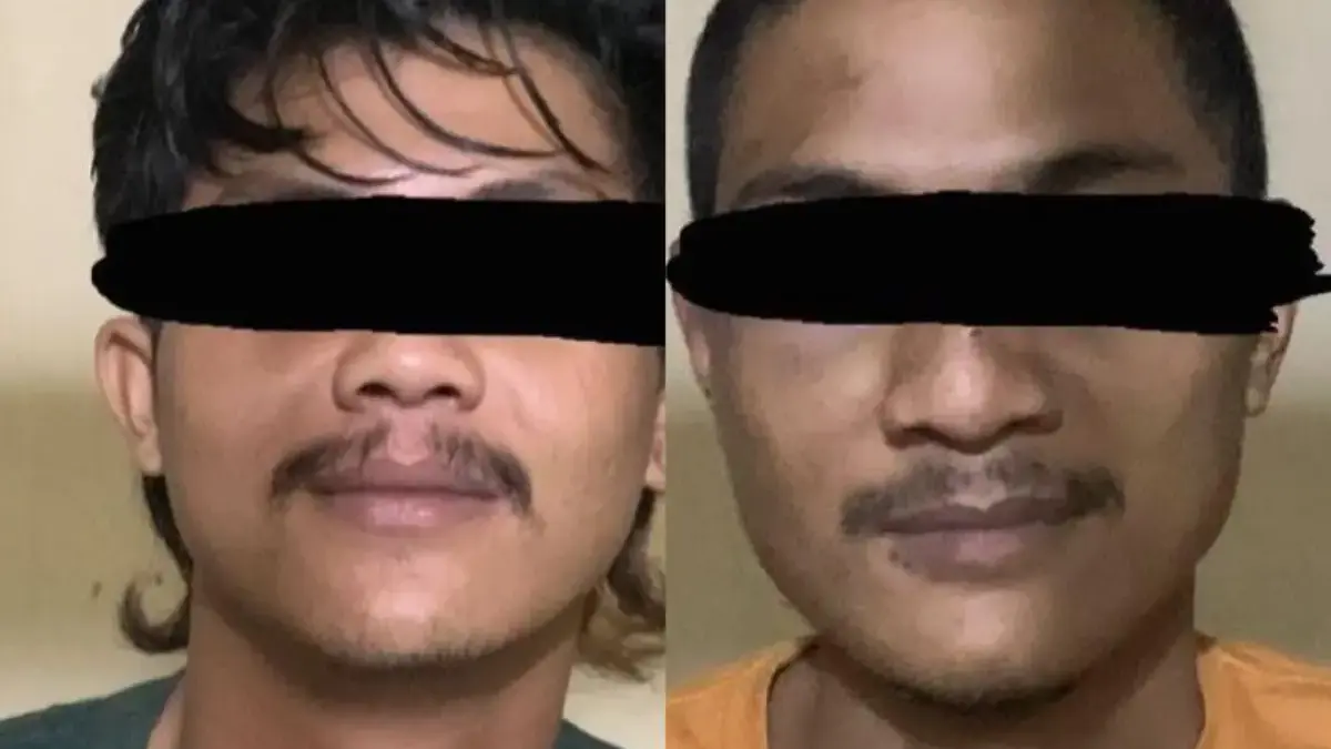 Dua terduga pelaku pengeroyokan saat diamankan Polsek Dramaga. Foto: Polsek Dramaga