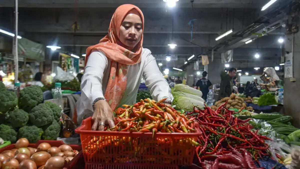 Tekan Inflasi dari Kampung, Cimahi Maksimalkan Lahan Sempit Tanam Cabai Pedagang merapikan cabai di salah satu pasar tradisional. Foto: Dimas Rachmatsyah / Jabar Ekspres
