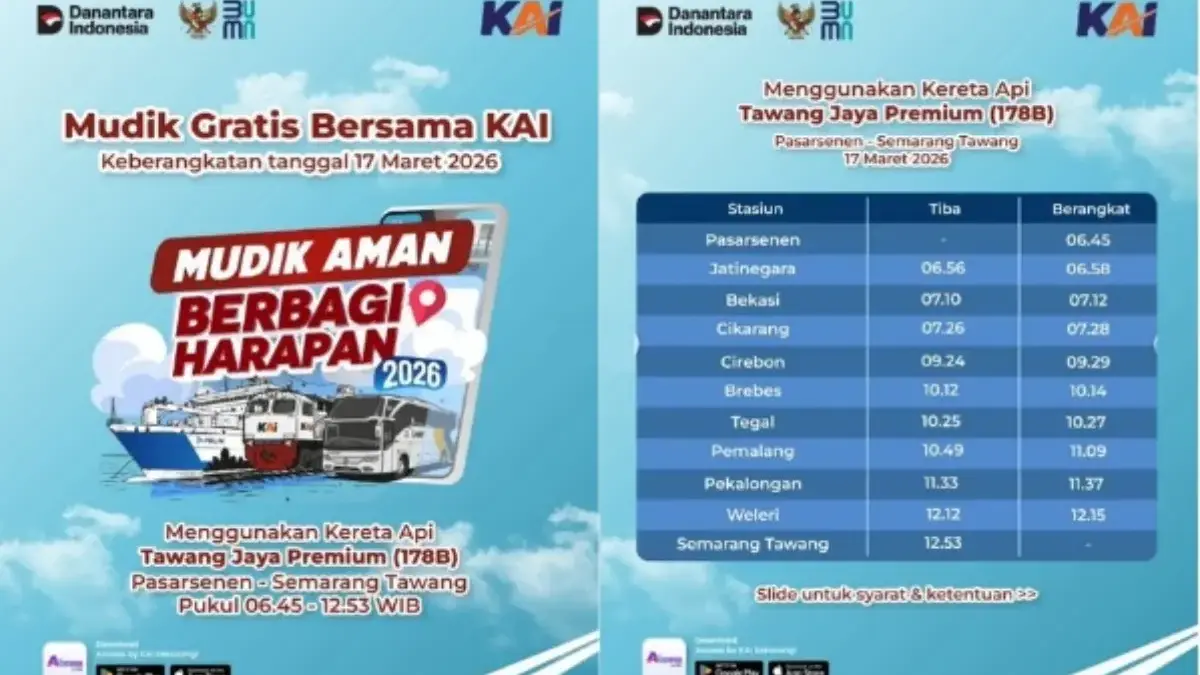Pengumuman Mudik Gratis Bersama KAI 2026 yang dinggah di akun Instagram resmi @kai121.
