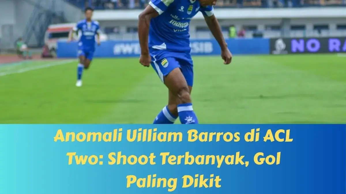 Anomali Uilliam Barros di ACL Two: Nembak Terbanyak, Gol Paling Minim Canva Anomali Uilliam Barros di ACL Two.