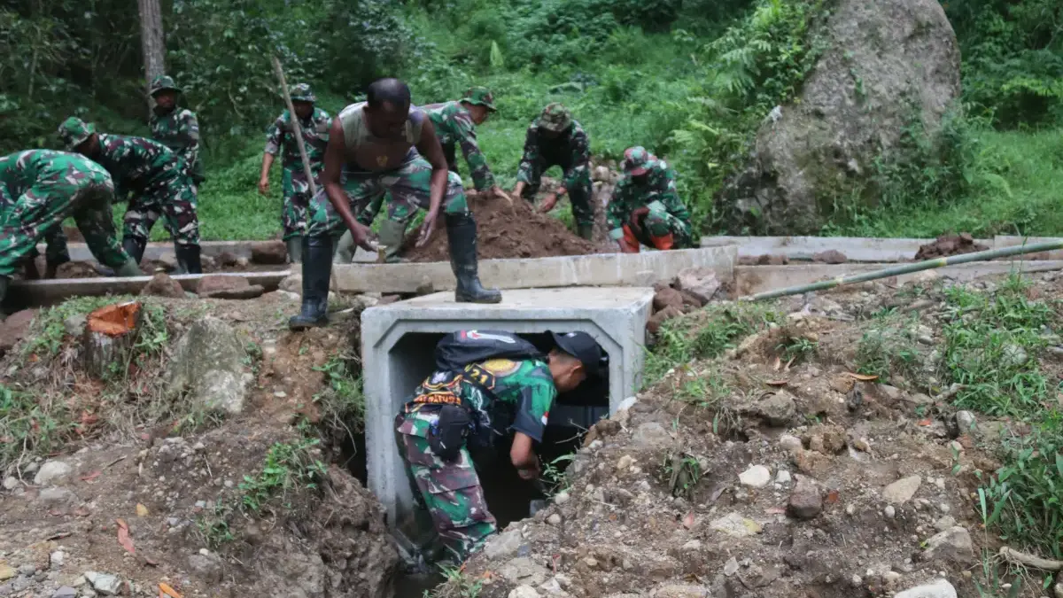 Box Culvert TMMD Kodim 0624 Selesai, Jalan Simpang-Gunung Leutik Bebas Banjir box culvert