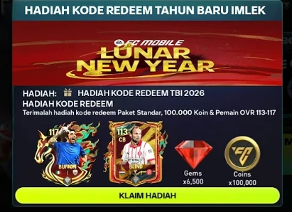 Update! 15 Kode Redeem FC Mobile Aktif 17 Februari 2026, Hadiah Gems hingga Player Pack Imlek