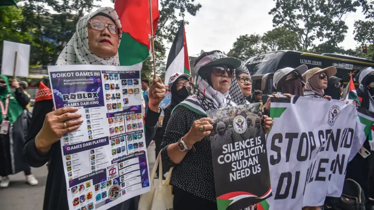 Bloody Ceasefire, Puluhan Massa Ababil Gelar Aksi Bela Palestina di DPRD Jabar