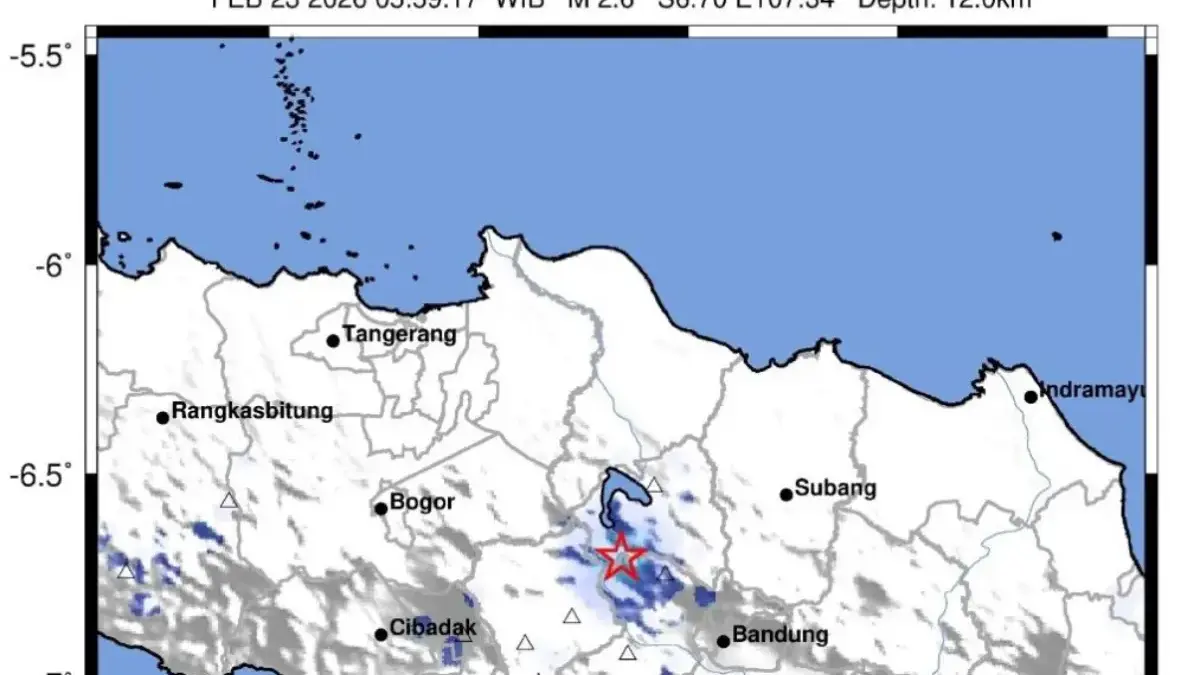 Peta lokasi gempa Magnitudo 2,6 Purwakarta. Dok BMKG