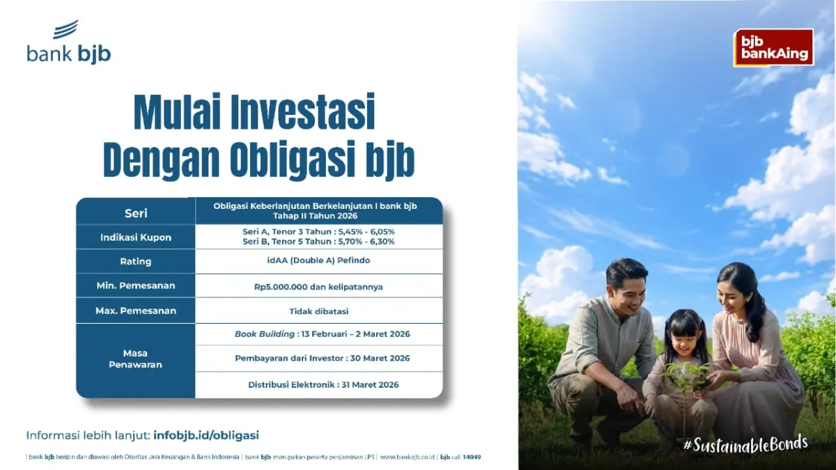 bank bjb Hadirkan Obligasi Keberlanjutan Tahap II 2026, Tawarkan Imbal Hasil Kompetitif dan Dukung ESG bank bjb Hadirkan Obligasi Keberlanjutan Tahap II 2026, Tawarkan Imbal Hasil Kompetitif dan Dukung ESG
