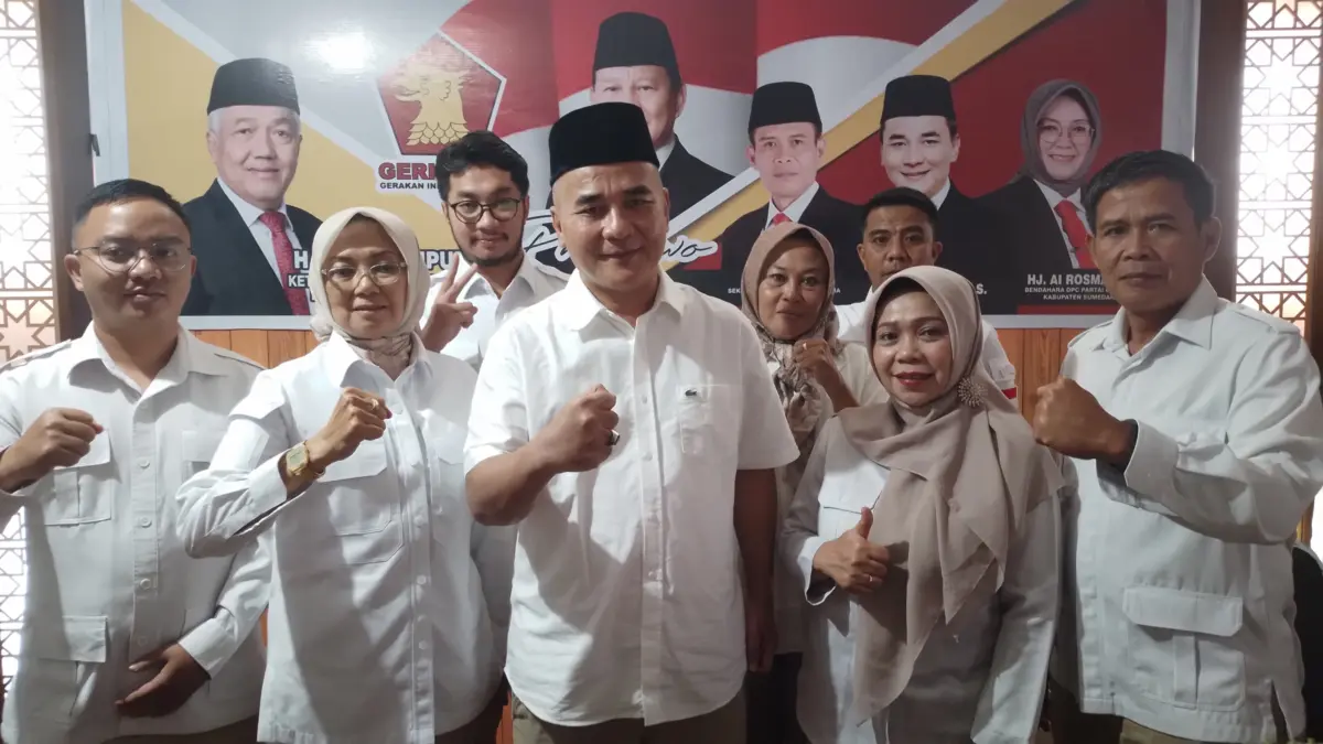 Ketua DPC Gerindra Sumedang, Heri Ukasah Sulaeman saat ditemui Jabar Ekspres usai laksanakan peringatan HUT ke