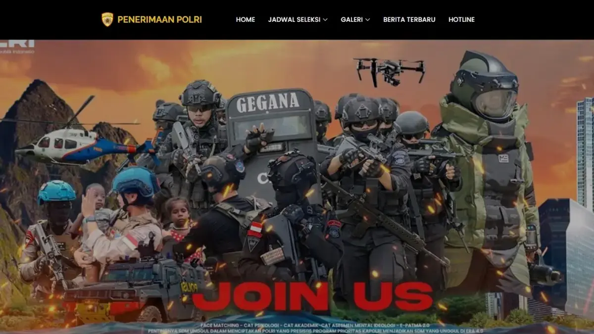 Tampilan website resmi pendaftaran Penerimaan Polri 2026