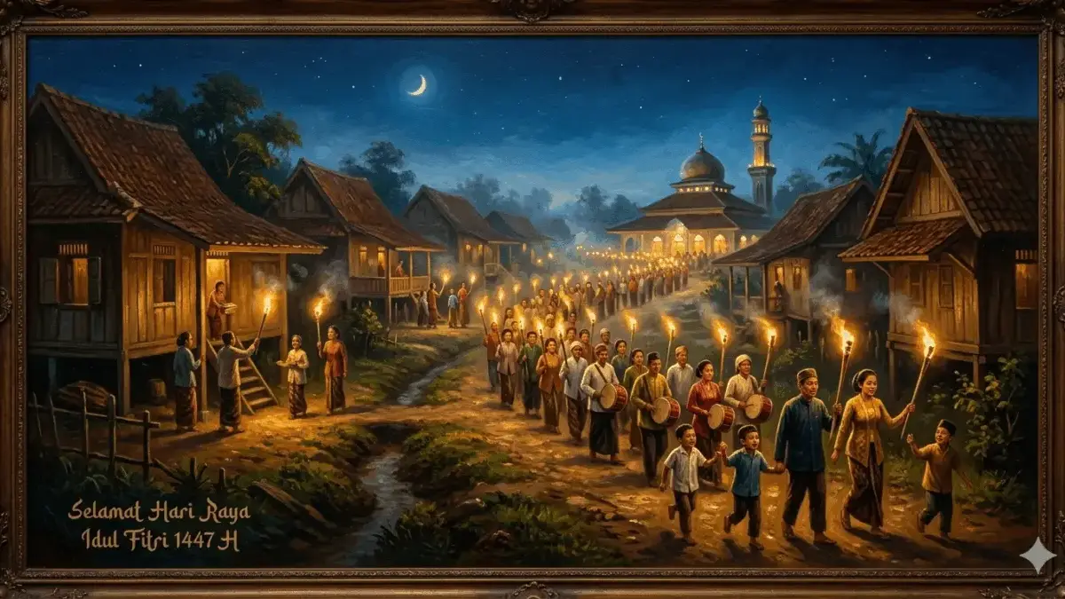 Contoh hasil edit kartu ucapan lebaran menggunakan prompt AI