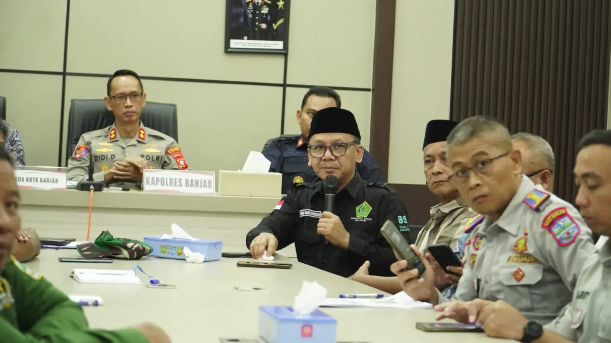 Rapat lintas sektor dalam persiapan pengamanan arus mudik lebaran di gelar di Mapolres Banjar, Jumat (6/3/2026