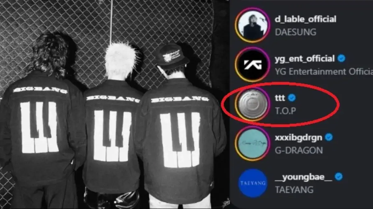 Tampilan Akun Instagram Baru Bigbang yang mengikuti akun mantan membernya T.O.P