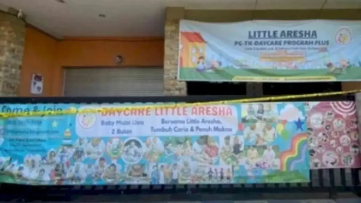 Daycare Little Aresha Jogja yang sudah dipasangi garis polisi karena diduga melakukan tindakan tidak manusiawi