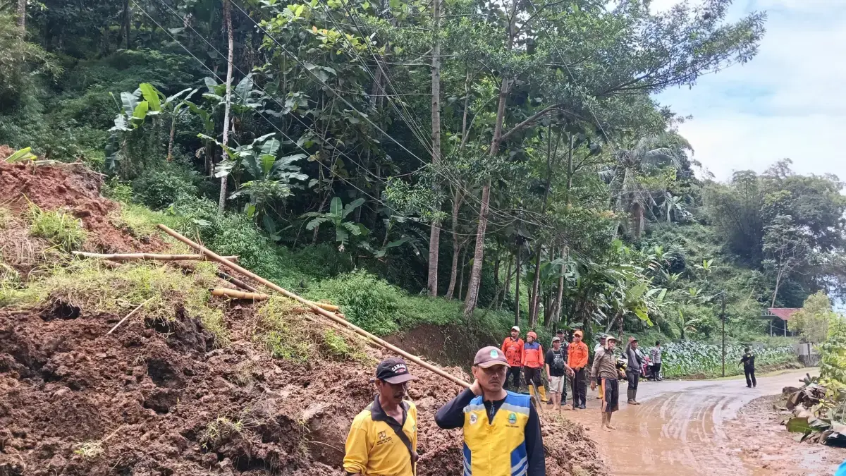 Jalur penghubung Sumedang-Subang terganggu akibat tebing yang ambrol di wilayah Desa Sukamaju