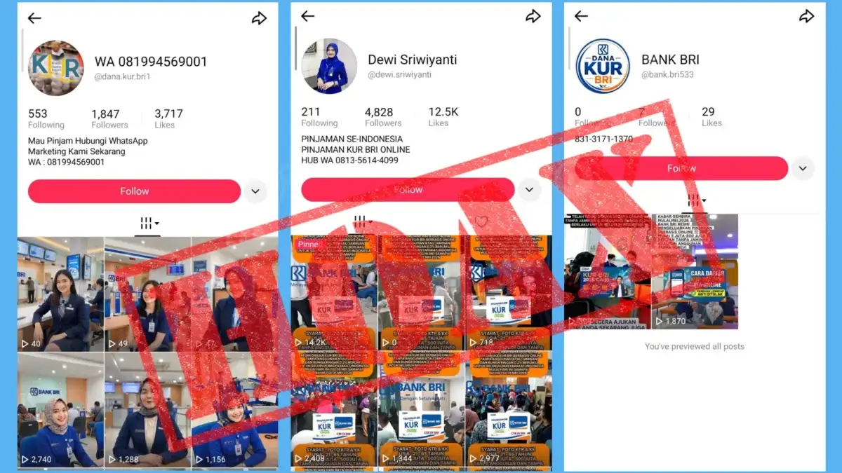 Masyarakat Wajib Waspada Modus Penipuan, BRI Tegaskan Pengajuan KUR Tidak Ditawarkan Secara Online Beberapa unggahan online tentang KUR BRI yang HOAX