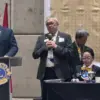 International Director Graeme Wilson menyampaikan sambutannya dalam Konvensi ke 50 Lions Club yang bertempat d