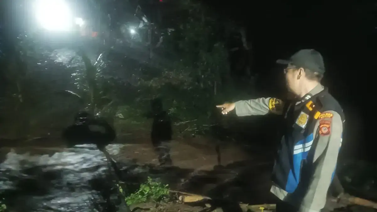 Jembatan Darurat Sungai Cigoha Kembali Ambruk, Warga Tanjungsari Terpaksa Putar Jauh Jembatan sementara yang dibangun warga di aliran Sungai Cigoha, Kampung Pasirkalong, Kecamatan Tanjungsari