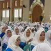 Tampak ratusan gutu TK di Kabupaten Tasikmalaya saat mengkuti puncak peringatan HUT ke