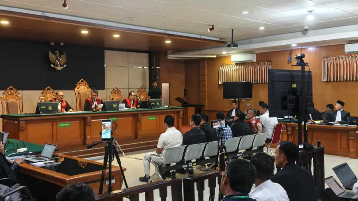 7 orang saksi saat dihadirkan secara langsung dalam sidang lanjutan dugaan Korupsi di Pemkab Bekasi