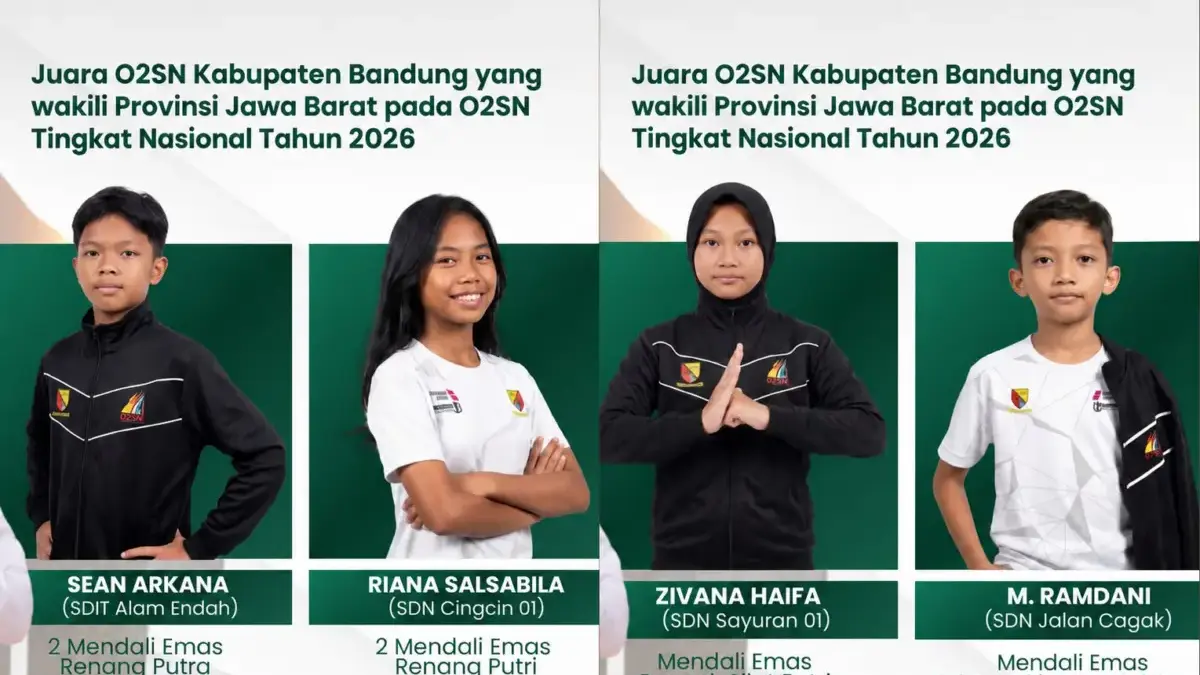 Empat Siswa SD Kabupaten Bandung Juara O2SN Jabar, Siap Wakili Jawa Barat di Tingkat Nasional. Foto Istimewa