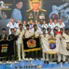 Briptu Dhiva Rahmani Sonjaya (podium 1 tengah) berhasil raih medali emas pada ajang Kapolri Cup 2026