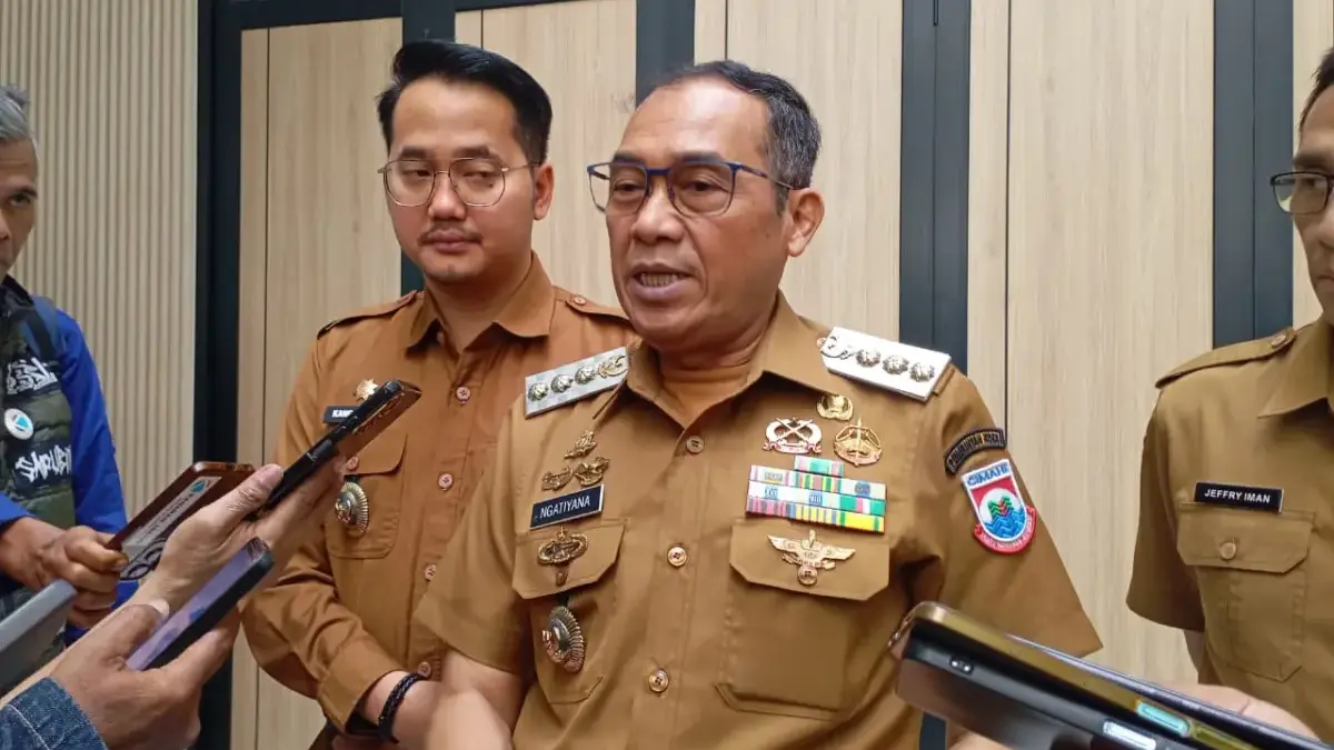 Wali Kota Cimahi, Ngatiyana dalam konferensi pers mengenai rebranding RSUD Cibabat di Aula Gedung B Pemerintah