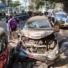 Sejumlah kendaraan terlibat kecelakaan beruntun di Jalan Soekarno-Hatta, Leuwipanjang, Kota Bandung, Rabu (29/