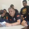 Ketua Gibas Kota Banjar Gintara Ginting menggelar komferensi pers menyoal keberlangsungan Banjar Water Park (B