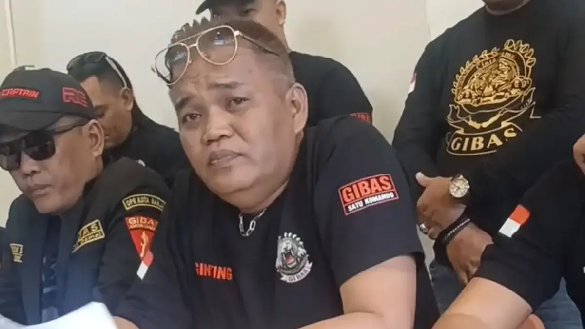 Ketua Gibas Kota Banjar Gintara Ginting menggelar komferensi pers menyoal keberlangsungan Banjar Water Park (B