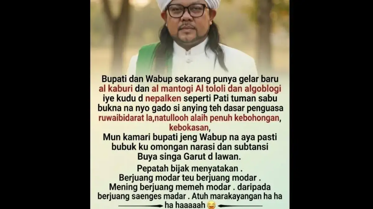 Pria yang Mengaku Abuya Cimanggung Dikaitkan dengan Narasi Diduga Hina Bupati-Wabup Sumedang, MUI Buka Suara Gambar bermuatan narasi penghinaan terhadap Bupati dan Wabup Sumedang yang beredar dan diterima Jabar Ekspres.