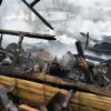 Puing-puing sisa kebakaran yang menghanguskan lima rumah panggung di Kecamatan Bojonggambir, Kabupaten Tasikma