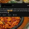 Tangkap layar unggahan sosial media yang memberikan informasi mengenai ratusan pengunjung salah satu restoran