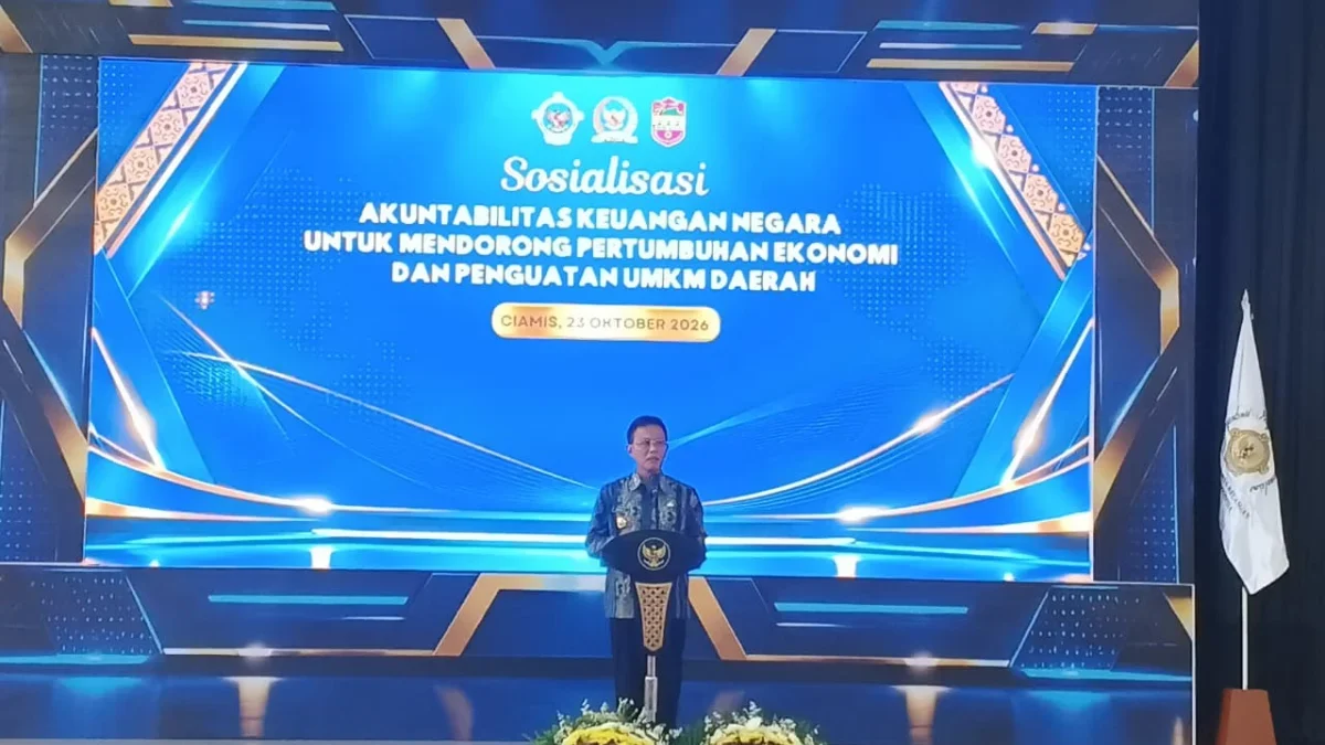 Bupati Ciamis Herdiat Sunarya saat menyampaikan sambutan dalam Sosialisasi Akuntabilitas Keuangan Negara untuk