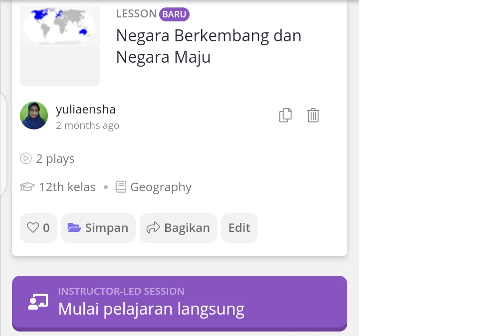 Aplikasi Fitur Presentasi Interaktif di Quizizz dalam Pembelajaran Daring