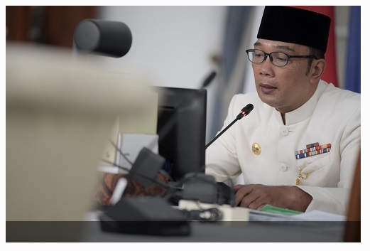 Gubernur Jawa Barat Ridwan Kamil saat Jumpa Pers Secara Virtual, dari Gedung Pakuan, Kota Bandung, Jumat (27/8/2021). (Foto: Rizal FS/Biro Adpim Jabar)