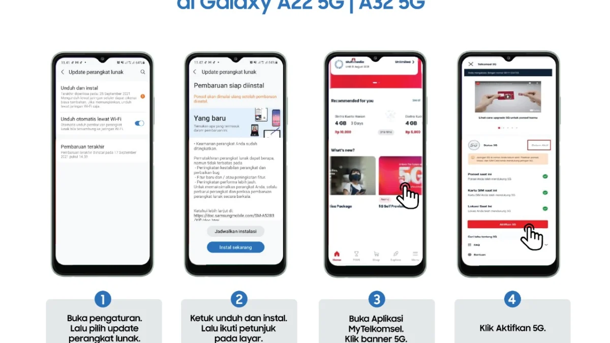 Satu Langkah Update Software, Sekarang Samsung Galaxy A22 5G l A32 5G Terkoneksi Dengan Jaringan Telkomsel Hyper 5G