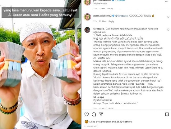 Kalah Telak! Sayembara 50 Juta Abu Janda, Dibalas Netizen Dengan Tunjukkan Dalil Larangan Ucapkan Selamat Natal