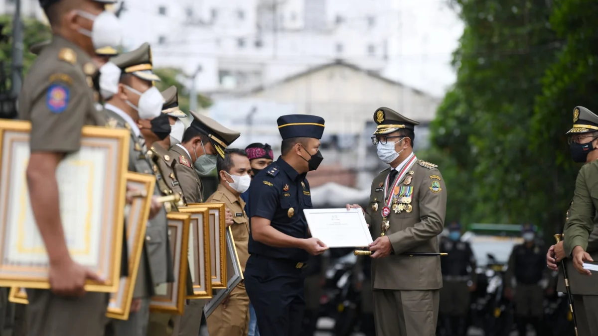 Apel Gabungan HUT Satpol PP ke-73, Ridwan Kamil: Ketenteraman Tunjang Kelancaran Pembangunan di Jawa Barat