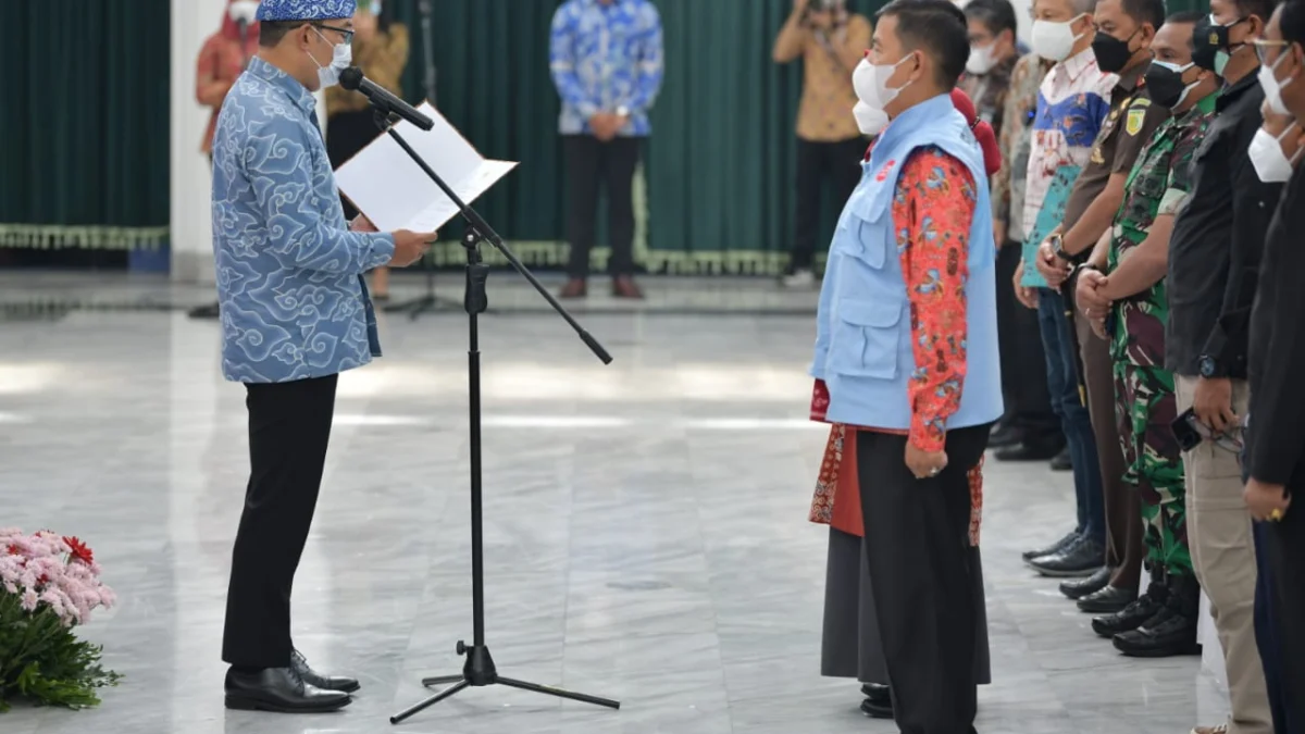 Gubernur Jawa Barat M Ridwan Kamil memberikan sambutan dalam avara rapat koordinasi program Pemberantasan Korupsi Terintegrasi kepala daerah se-Jawa Barat tahun 2022 di Gedung Sate, Kamis (10/3/2022). (Rizal FS/Biro Adpim Jabar).