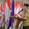 Ketua Majelis Pembimbing Daerah (Mabida) Gerakan Pramuka Jawa Barat Ridwan Kamil saat memberi arahan pada Rapat Kerja Daerah (Rakerda) Kwarda Jabar Tahun 2022 di Kantor Sekretariat Bumi Kitri Bandung, Selasa (17/5/2022). (Foto: Pipin Sauri/Biro Adpim Jabar)