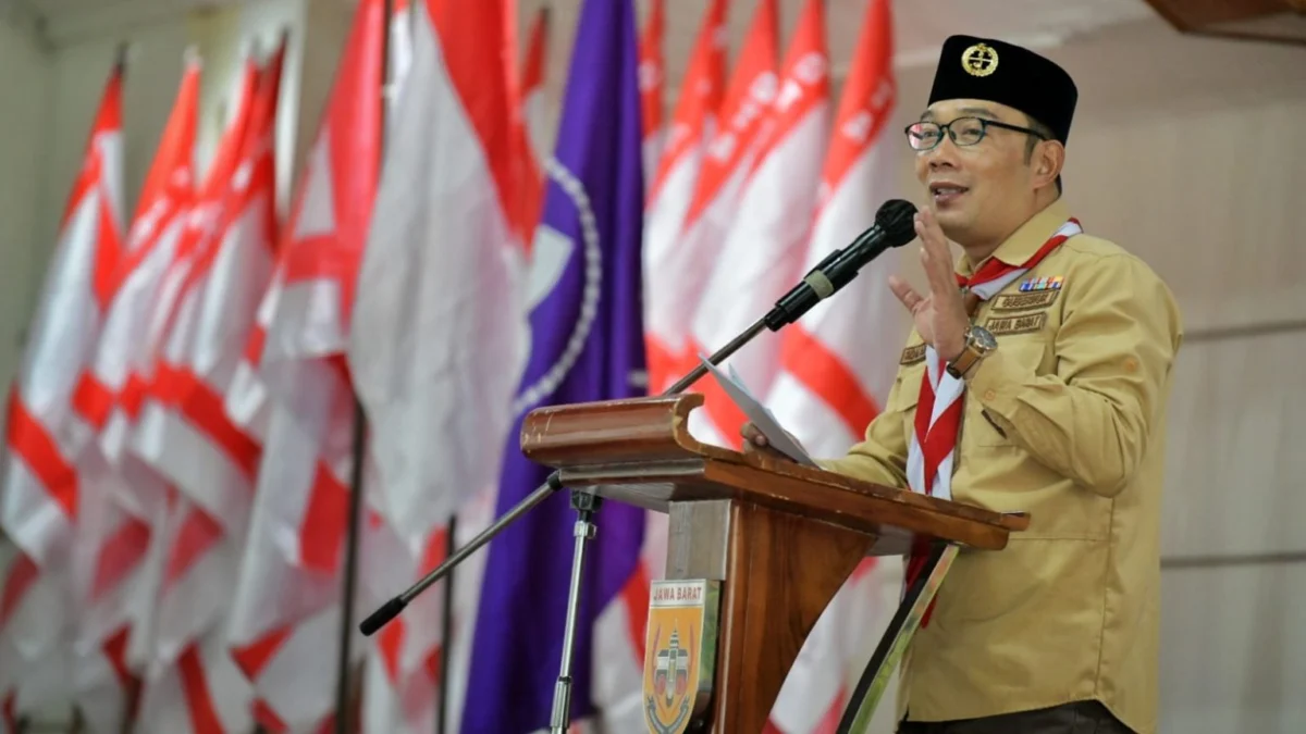 Ketua Majelis Pembimbing Daerah (Mabida) Gerakan Pramuka Jawa Barat Ridwan Kamil saat memberi arahan pada Rapat Kerja Daerah (Rakerda) Kwarda Jabar Tahun 2022 di Kantor Sekretariat Bumi Kitri Bandung, Selasa (17/5/2022). (Foto: Pipin Sauri/Biro Adpim Jabar)