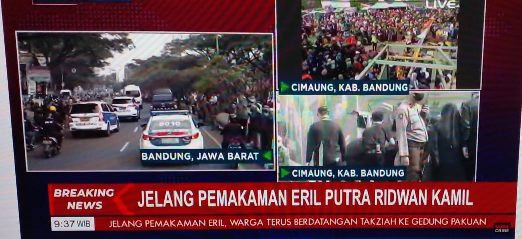 Iring-iringan Jenazah Eril Sudah Memasuki Wilayah Soreang, Ribuan Orang Lebih Menyaksikan dari Mulai Keberangkatan Hingga di Cimaung (foto: capture live Kompas TV0