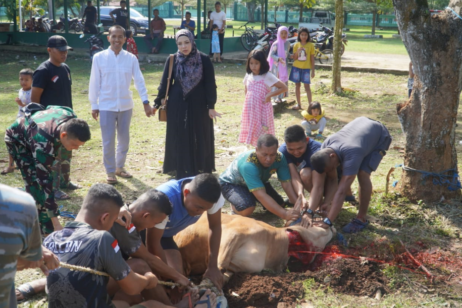 Hari Raya Idul Adha di Yonif 312/KH Berjalan Lancar, Kurban 2 Sapi dan 4 Kambing