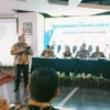 MUSCABLUB: BPC HIPMI Kota Cimahi terpilih, M Firaldi Akbar saat memaparkan program kerja pada Muscablub di Baros, Kota Cimahi, Rabu (28/9).EKO SETIONO/PASUNDAN EKSPRES