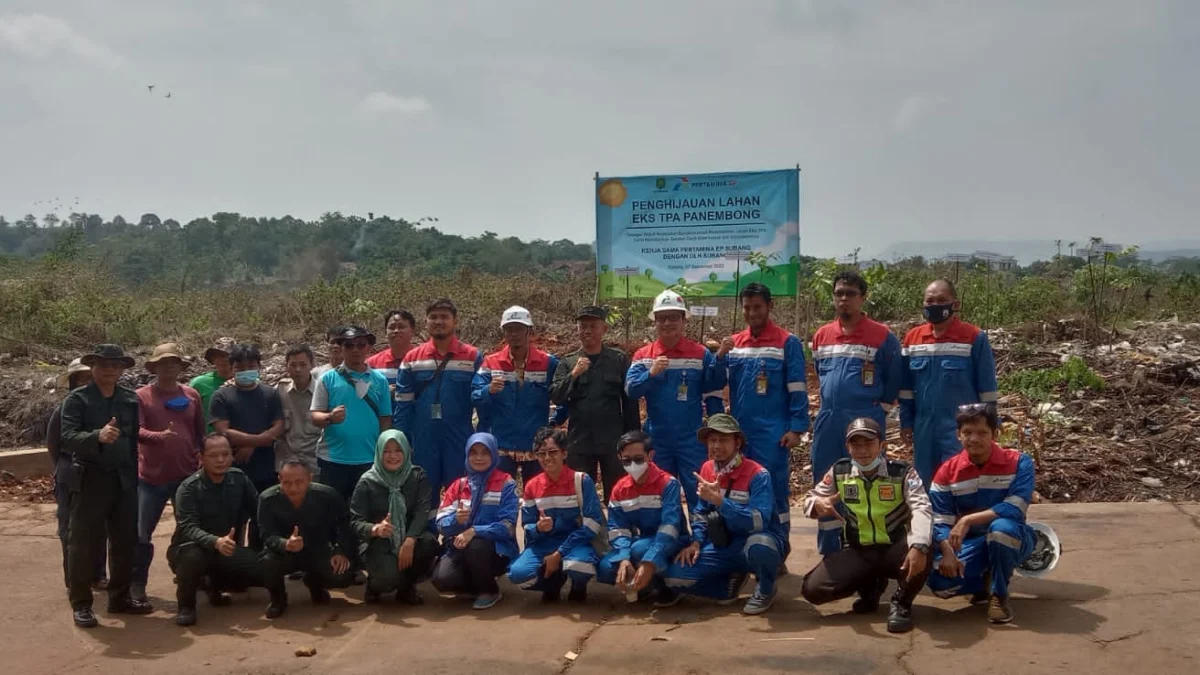 Rehabilitasi Lahan Eks TPA Panembong, Pertamina EP dan DLH Subang Tanam 300 Pohon