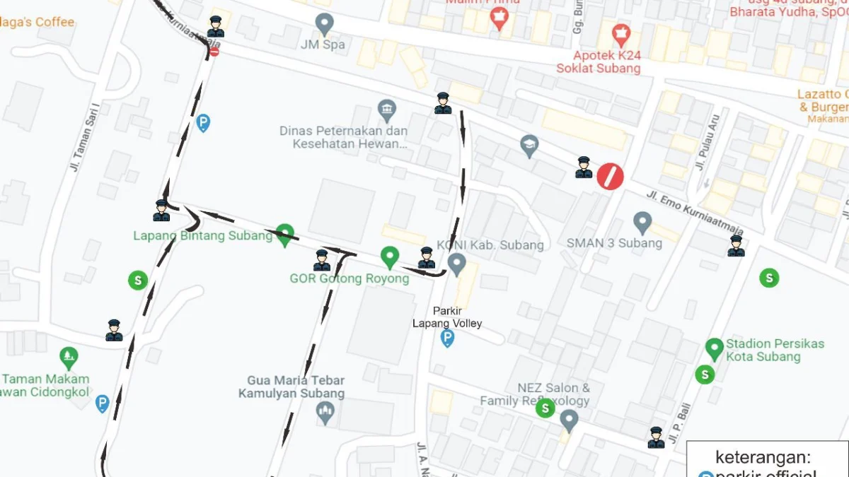 Porprov Jabar di Subang, Inilah Kantong Pakir Bagi Official dan Suporter di Venue Sekitar Gor Gotong Royong