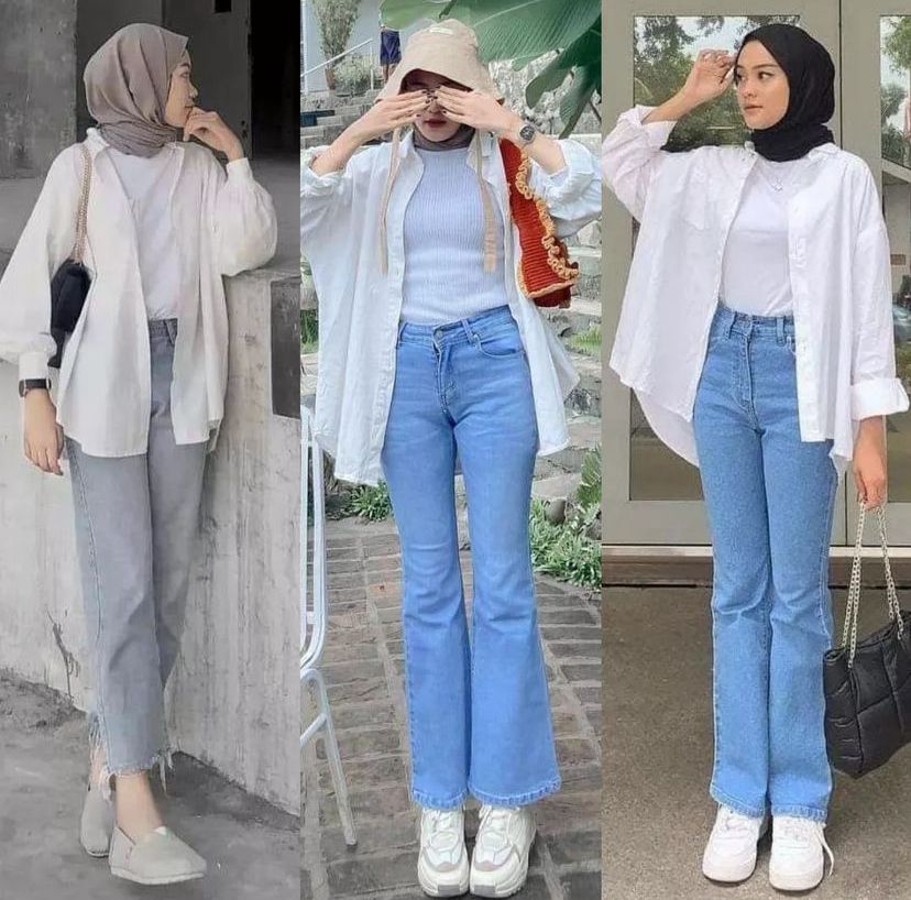 Inspirasi OOTD Kemeja Putih Perempuan Hijab, Simple dan Stylish